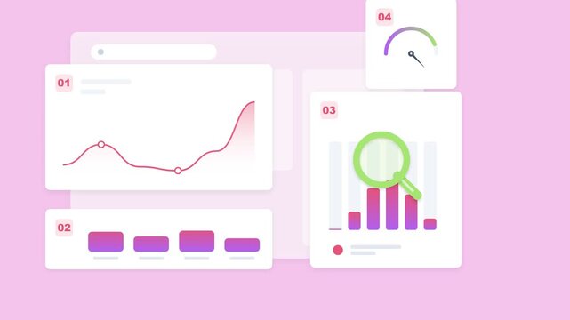 Business data dashboard with animated charts and financial analytics