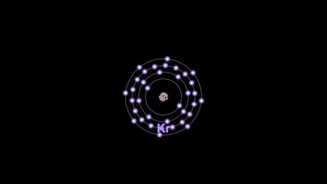 Krypton Kr Bohr Atom Model Clean No Text Overlay Alpha Channel 4K