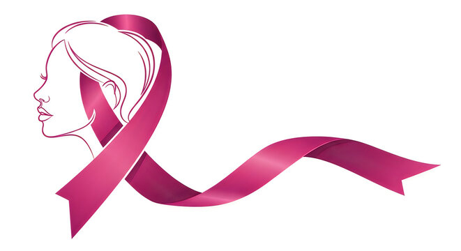 Pink breast cancer awareness ribbon. Symbol of health support and medical charity campaign.