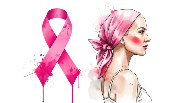 Breast cancer awareness anchor design. Pink ribbon symbol for hope and medical support.