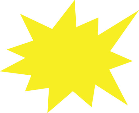 Yellow star burst shape for attention and sale promotions isolated on transparent background, illustration