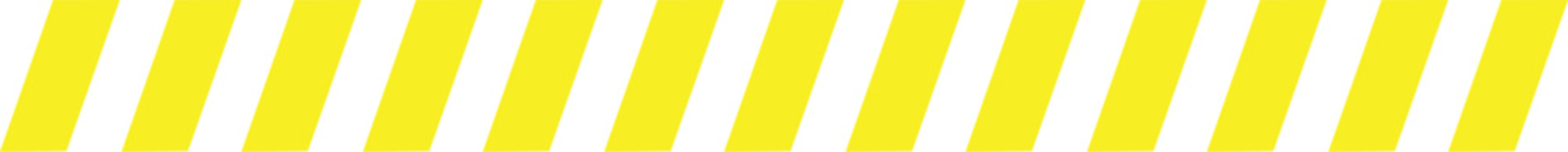 Yellow and white diagonal hazard warning stripes pattern isolated on transparent background, illustration