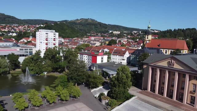 aerial view of the town suhl in Thuringia, Germany 4k