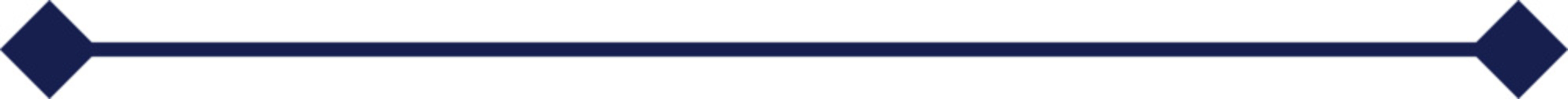 Dark blue horizontal line divider with rhombus shapes at both ends isolated on transparent background, illustration