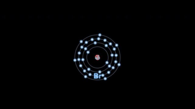 Bromine Br Bohr Atom Model Clean No Text Overlay Alpha Channel 4K