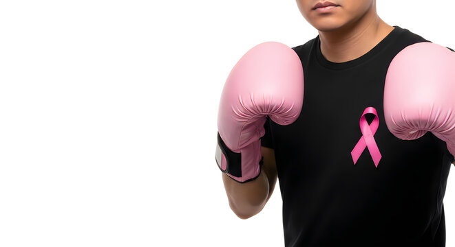 Pink breast cancer awareness ribbon isolated on white. Symbol of hope and support for cancer research and survivors.