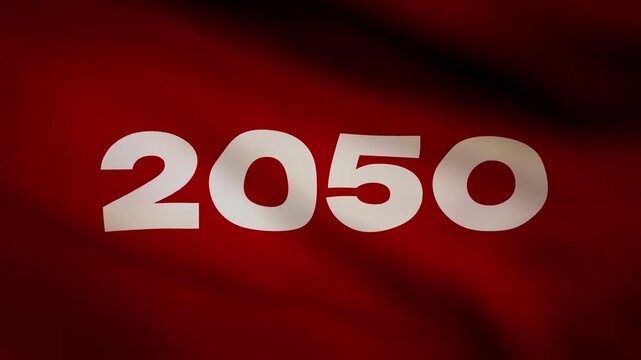 2050 Text with Flag Waving