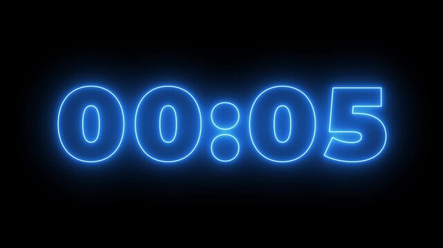  10 second countdown timer animation, 10 second countdown timer neon light numbers from 10 to 0. 10 sec animation modern flat design with animation 4k