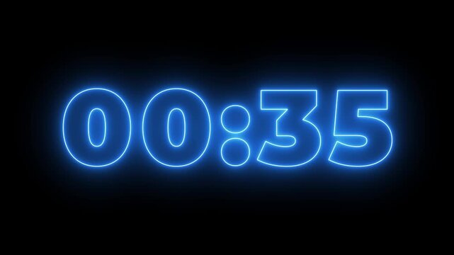  40 second countdown timer animation, 40 second countdown timer neon light numbers from 40 to 0. 40 sec animation modern flat design with animation 4k