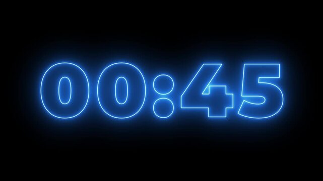  50 second countdown timer animation, 50 second countdown timer neon light numbers from 50 to 0. 50 sec animation modern flat design with animation 4k