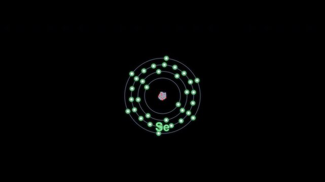 Selenium Se Bohr Atom Model Clean No Text Overlay Alpha Channel 4K