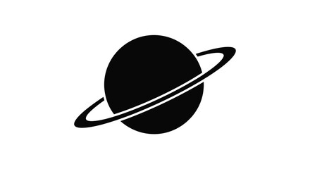 Planet Silhouette With Ring Black And White Graphic © Tamim