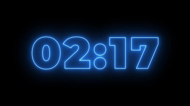 Glowing neon 2 minutes 30 second countdown animation timer, Dynamic 150 second Countdown Animation Engaging Timer Visuals for Events 4k video