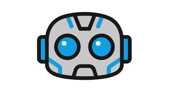 Illustration of a robotic head with blue accents, ideal for technology concepts