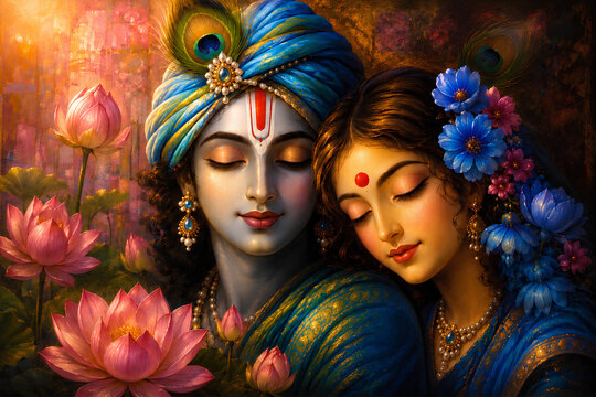 Radha Krishna divine portrait ai genrated 