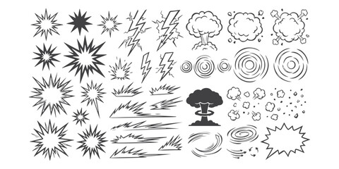 Set of cartoon comic book explosion and blast effect icons © md
