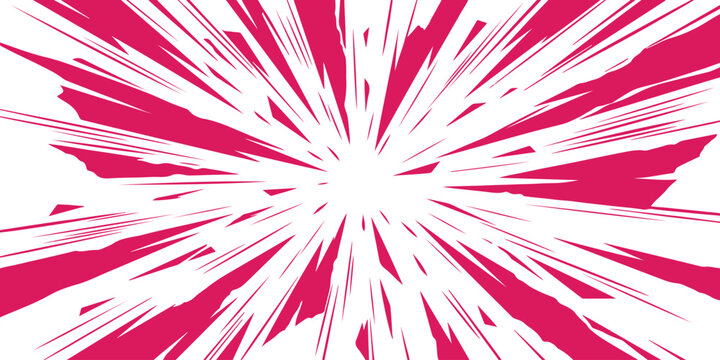 Pink comic book style speed lines radiating from the center for action effect