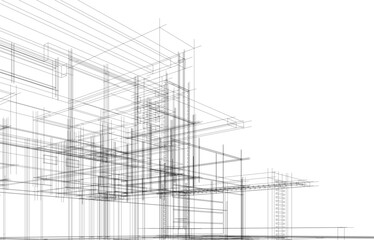 Naklejka premium house building sketch architecture 3d illustration