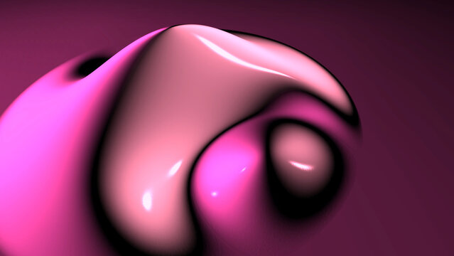 Pink liquid flowing abstract 3d organic shape rendering