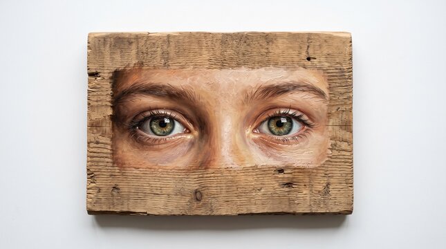 Closeup of Boy Hiding Behind a Book and Cardboard Box with Eyes Peeking Out Halloween Mask Concept Portrait and Mystery Expression on Face
