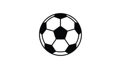 Fototapeta premium Classic soccer ball icon with black and white hexagonal panels isolated on a clean white background, perfect for sports concept.