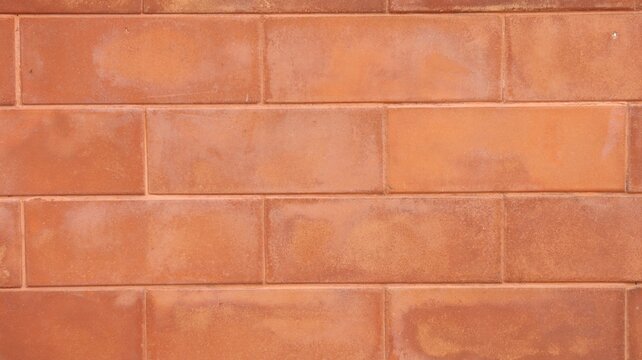 Close-up Background Texture of a Red Clay Brick Wall