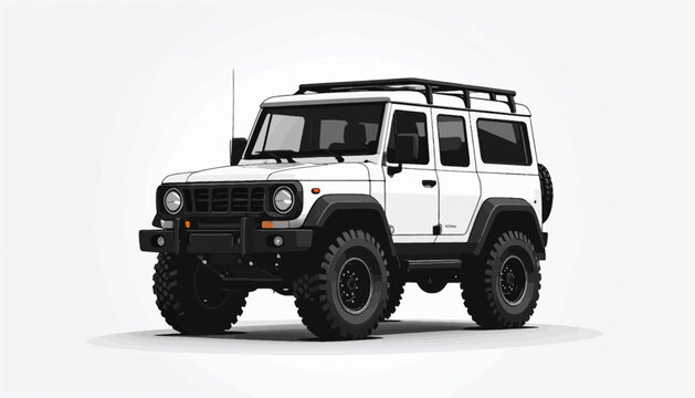 White Four Wheel Drive Off Road Vehicle.