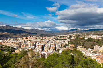 Naklejka premium View of Malaga city from the Gibralfaro