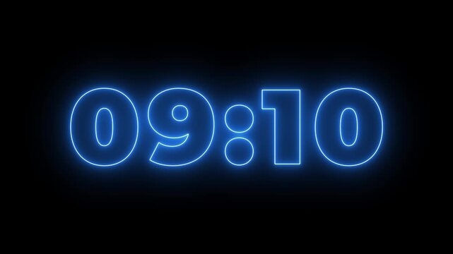10 minutes Countdown timer, 10 minutes displays a timer counting down minutes and seconds. Countdown timer from 10 to 0 minute time transparent background 4K countdown animation