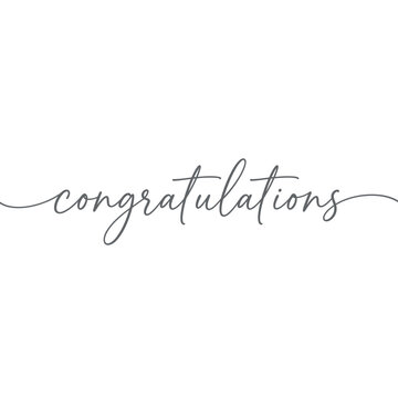 Congratulations text displays minimalist thin cursive lettering.