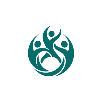 Green logo of three people united.