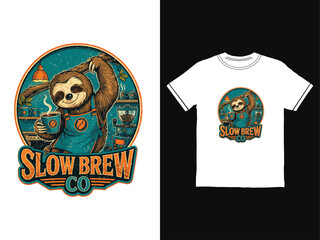 Sloth wearing sunglasses on a coffee t shirt © Yeamin