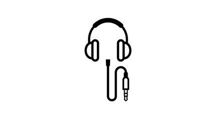 Headphones with cord and plug. © doni