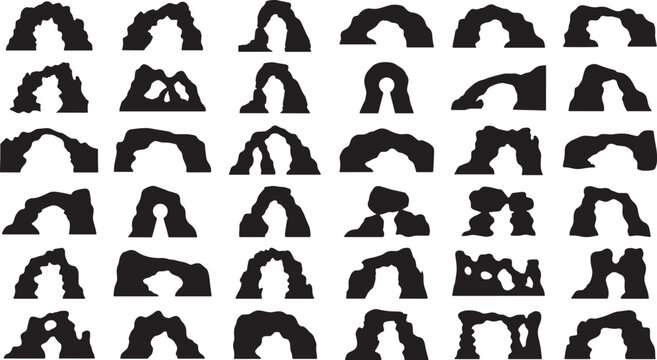 Abstract black arch and bracket shapes collection in minimalist style