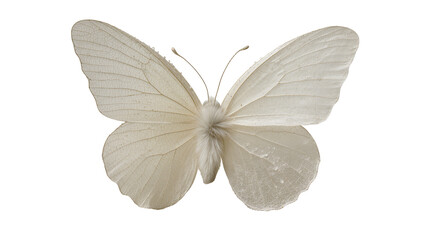 Isolated white butterfly specimen with delicate translucent wings and intricate patterns © Ana