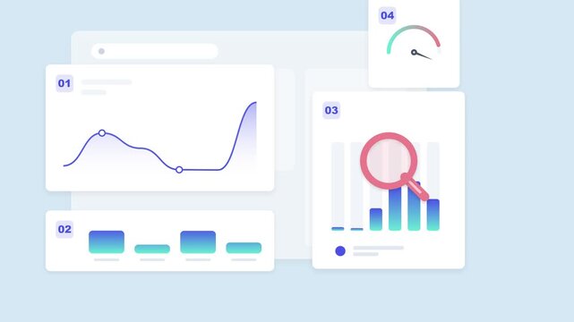 Data analytics dashboard showing business growth charts and performance metrics