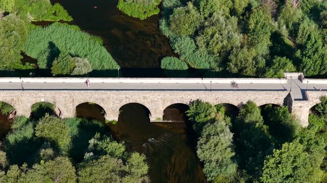 Aerial View Roman Bridge Gateway Salamanca Tormes River Riverside