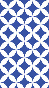 Modern Blue and White Interlocking Circle Seamless Pattern Vertical Geometric Retro Background