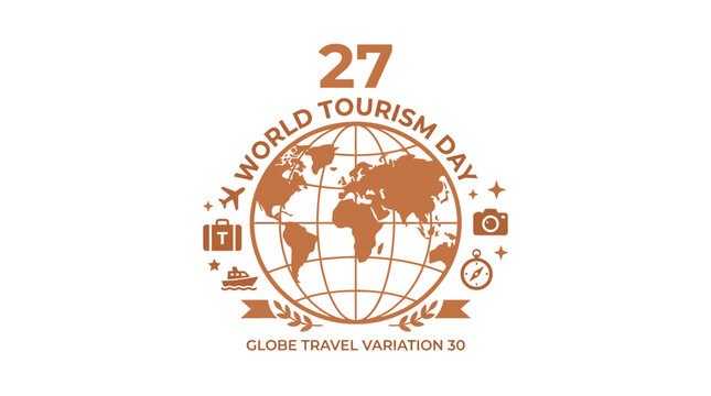 Globe travel logo with various transportation icons.