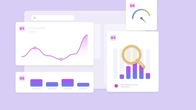 Data analytics dashboard interface with charts and growth metrics