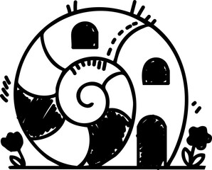 cute snail shell house doodle line art style drawing © foxndeer
