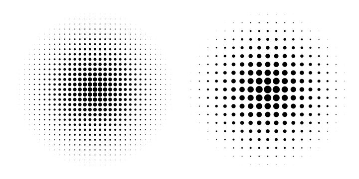 Set of black halftone dots backgrounds. vector modern dots halftone,Pop art comic style gradient circle halftone set Vector isolated on white background dots pattern.eps 10