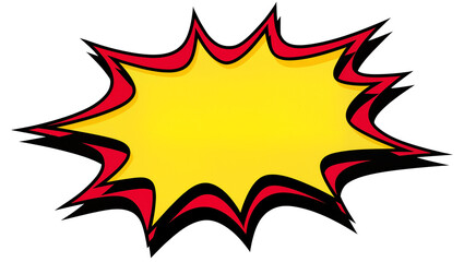 Isolated comic book style yellow burst explosion pop art element with red and black outline © ROCKETX