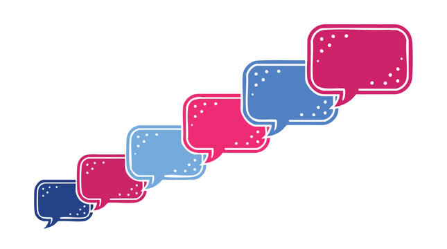 Speech Bubble Infographic Template with Six Steps for Business Presentation and Message Flow