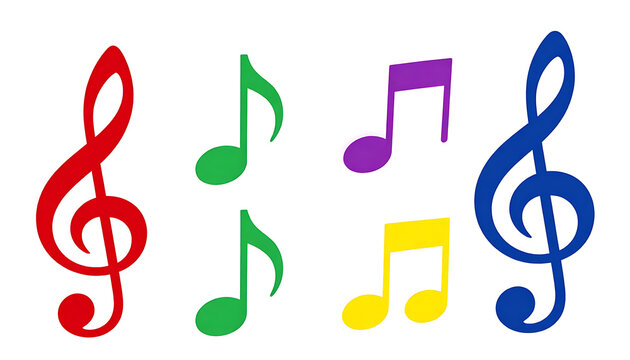 Flat design musical melody note icons vector illustration pack