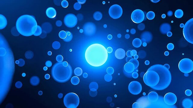 Glowing orbs floating on deep blue background