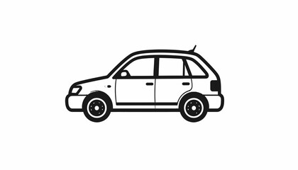 Fototapeta premium Small hatchback car side view.