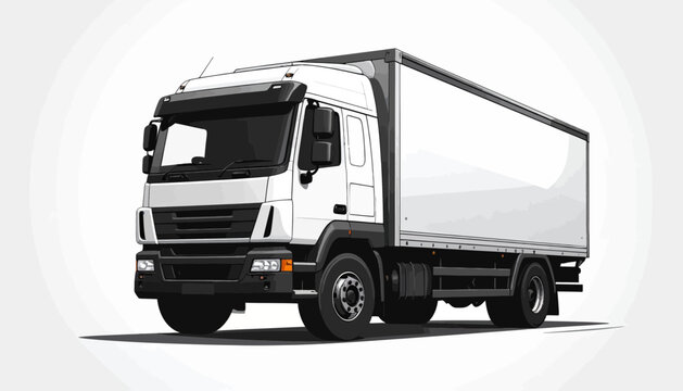 Large White Semi Truck Front View.