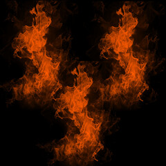Fototapeta premium Orange Smoke Plumes on Black Background – Abstract Fire Design Element