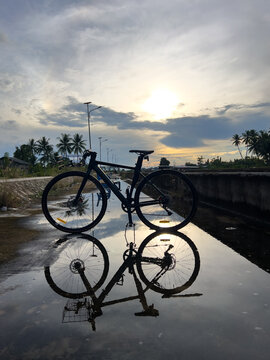 Bicycle Reflection at Sunset